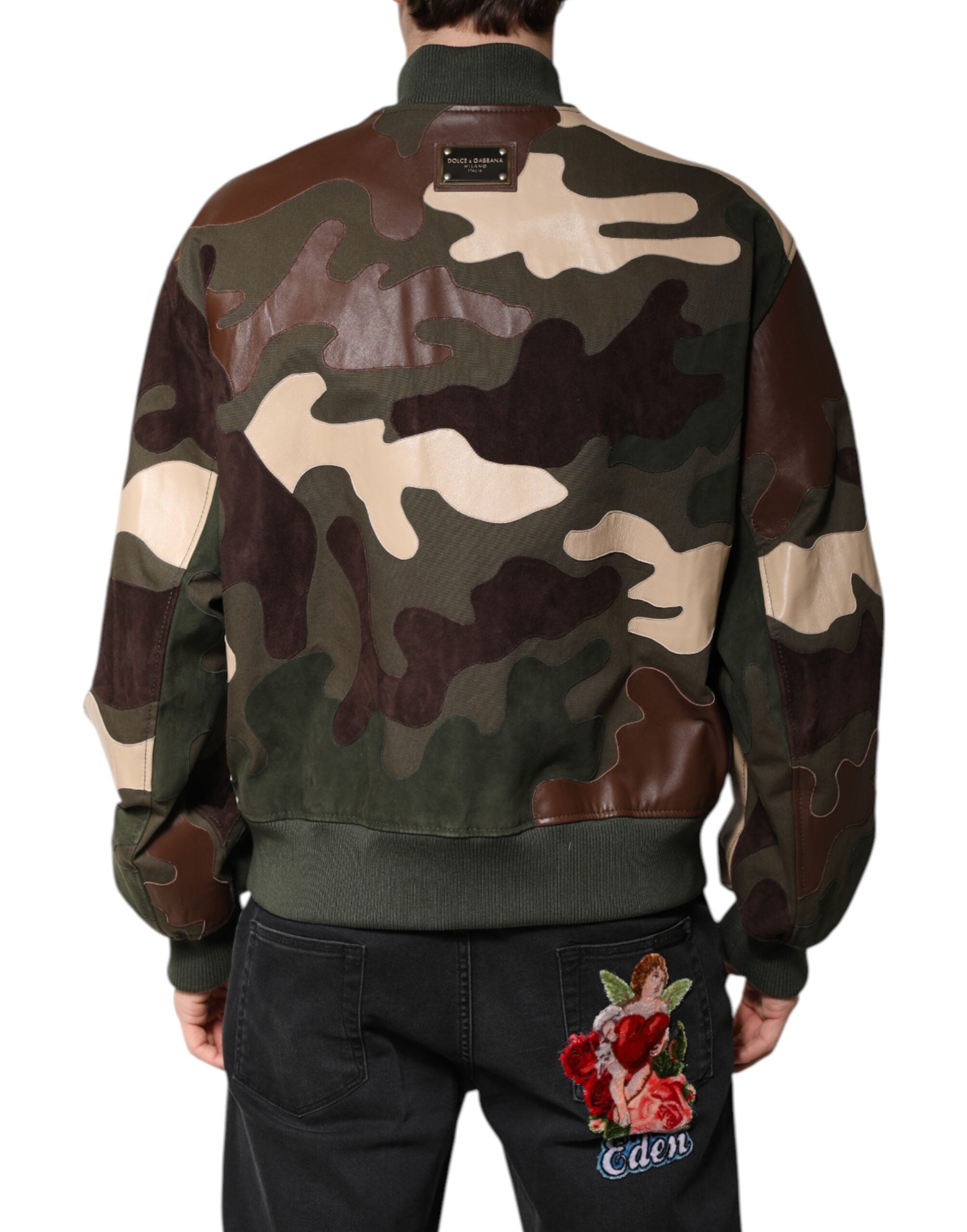 Veste bomber Dolce & Gabbana en coton multicolore avec fermeture éclair complète, style élégant et moderne.