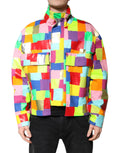 Veste en coton multicolore Dolce & Gabbana pour homme, veste biker à fermeture éclair complète, style moderne et tendance.