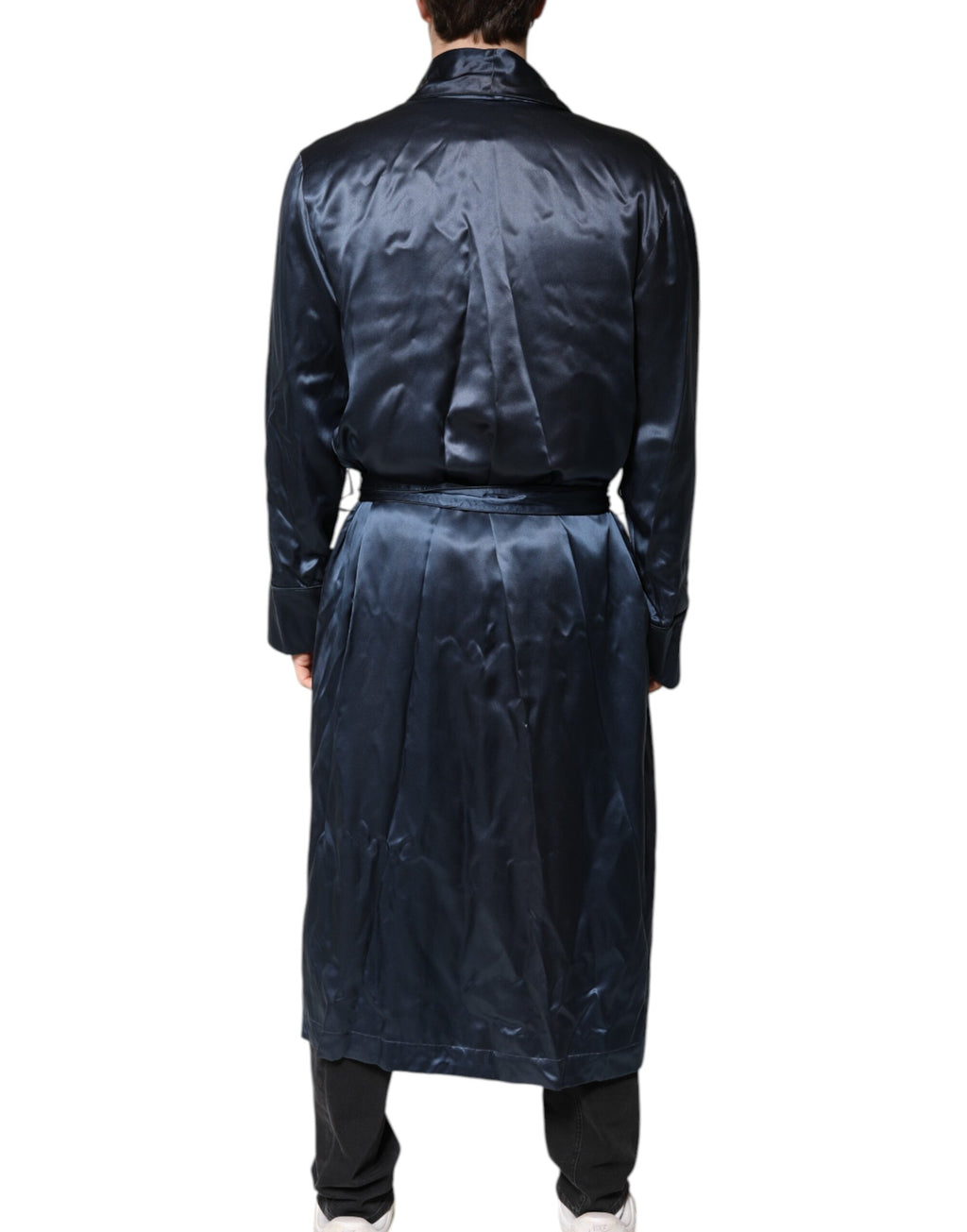 Robe de maison en soie bleue Dolce & Gabbana pour homme, veste ou peignoir élégant et confortable.