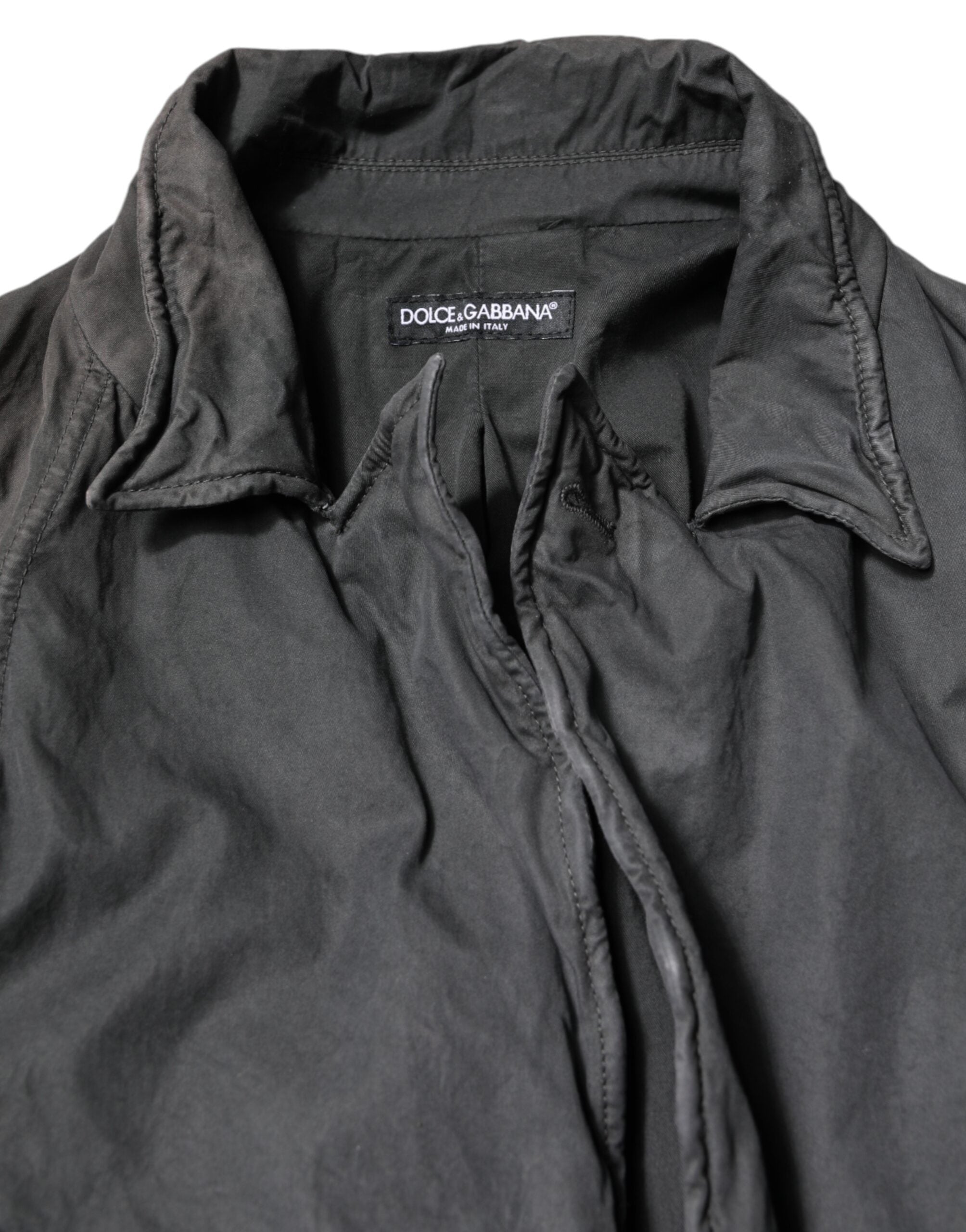 Manteau noir en coton avec col pour homme de Dolce & Gabbana, veste élégante et classique.