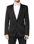 Veste blazer noire Dolce & Gabbana MARTINI en brocart à un bouton, élégante et sophistiquée, vue de face.