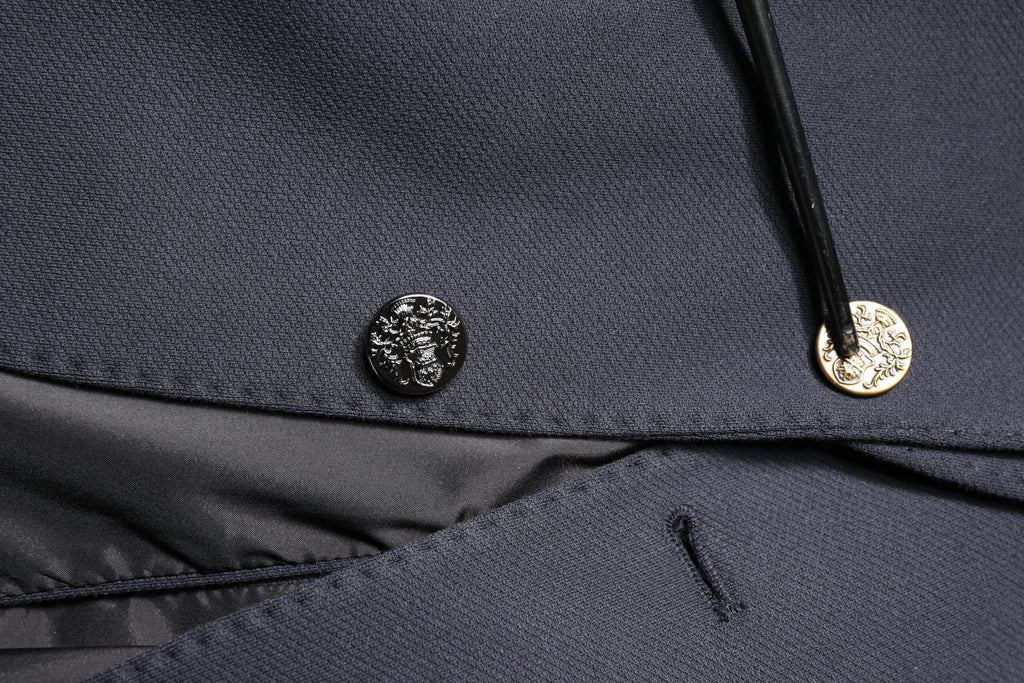 Veste homme Dolce & Gabbana en coton bleu foncé, blazer élégant avec coupe classique, vue de face.