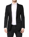 Manteau noir en coton pour homme de Dolce & Gabbana, blazer à simple boutonnage, élégante coupe classique.