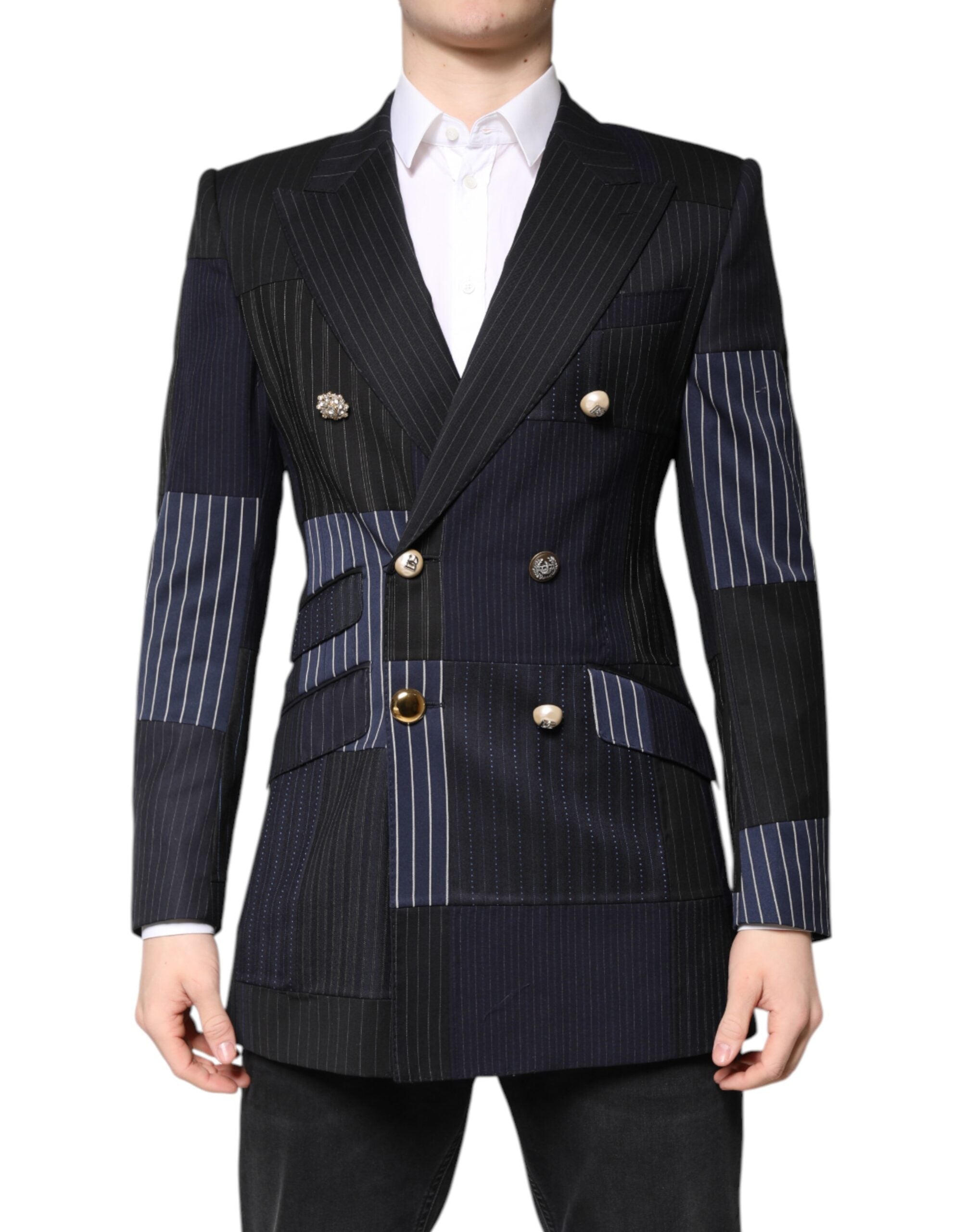 Veste blazer Dolce & Gabbana à patchwork multicolore, coupe élégante et détails colorés, pour un style sophistiqué.
