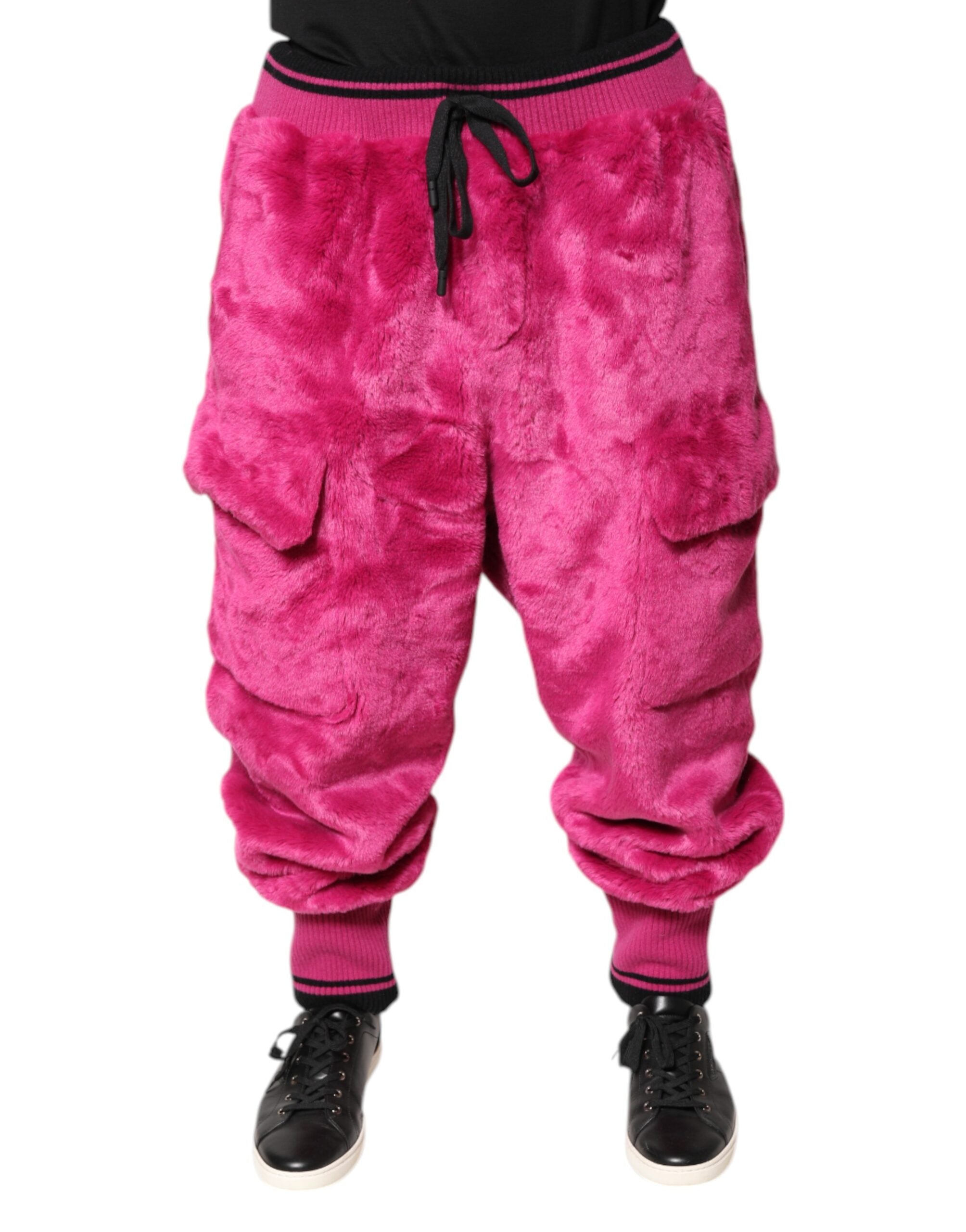 Pantalons de jogging en acrylique rose Dolce & Gabbana, style cargo avec poches et coupe décontractée.