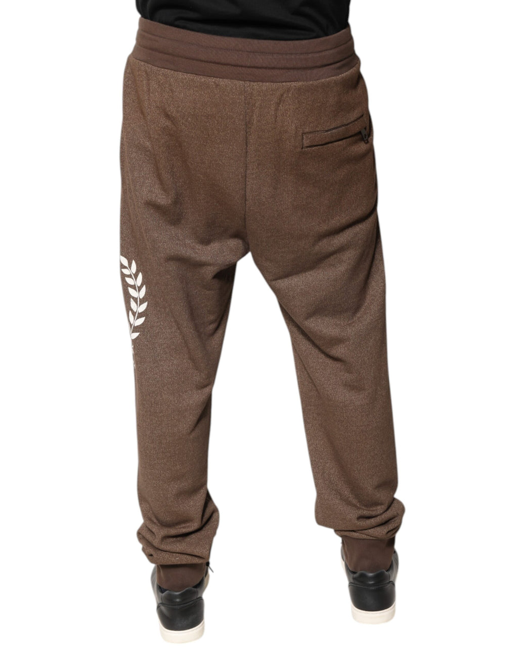 Pantalon jogger en coton marron de Dolce & Gabbana, pantalon décontracté pour homme avec ceinture élastique et poches latérales.