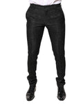 Pantalon Dolce & Gabbana noir à jacquard floral à taille moyenne, élégante et sophistiquée, en tissu texturé.