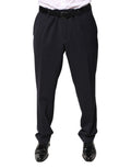 Pantalon femme Dolce & Gabbana en laine noire, taille moyenne, élégant et classique, vue de face.