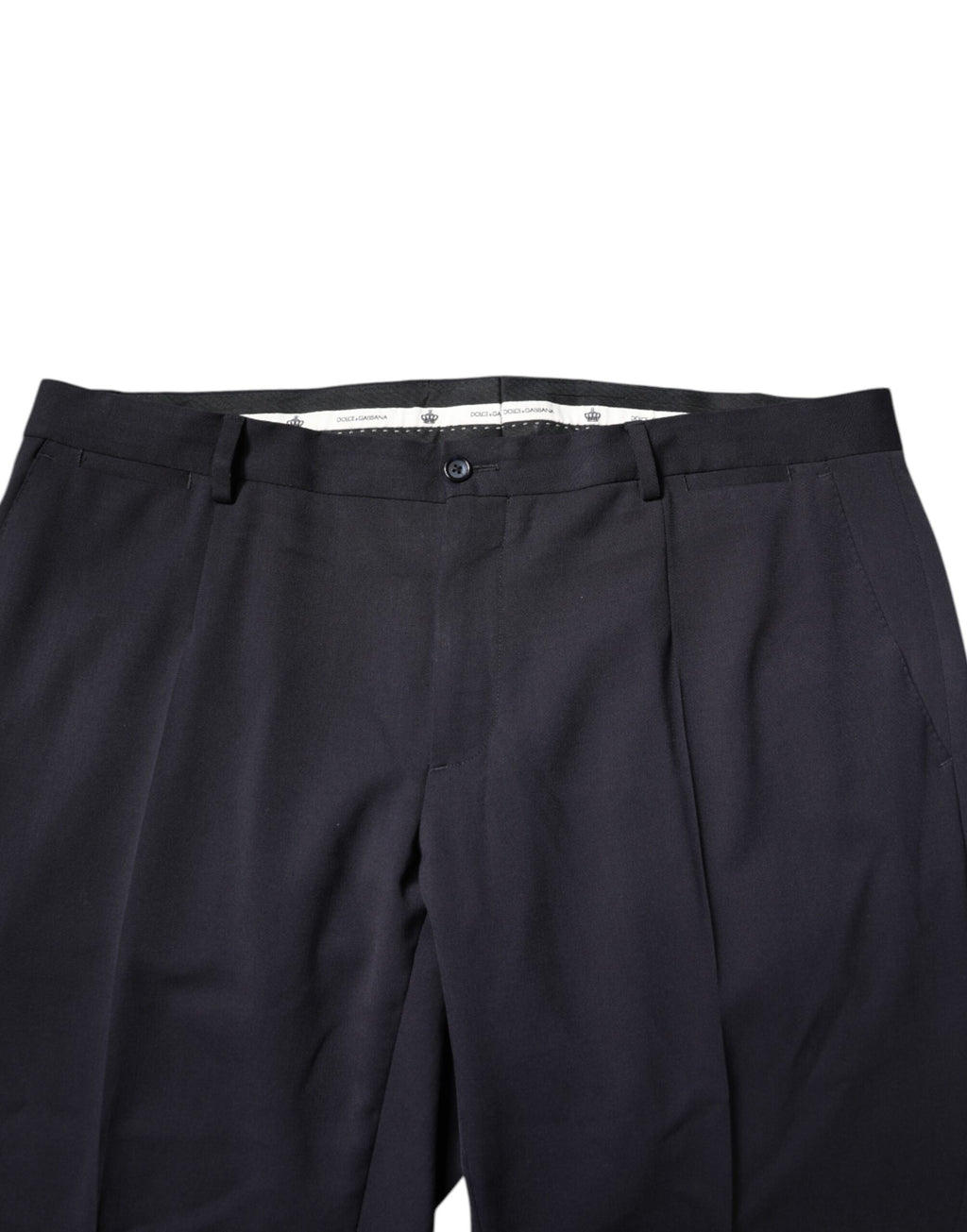 Pantalon noir en laine Dolce & Gabbana, taille moyenne, coupe élégante et classique, vue de face sur fond neutre.
