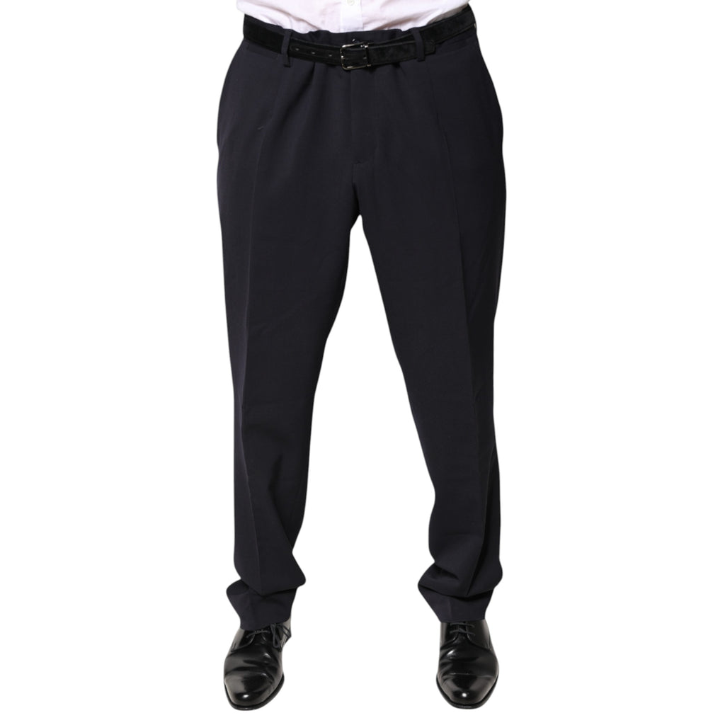 Pantalon noir en laine Dolce & Gabbana à taille moyenne, pantalons élégants pour femme, vue de face.