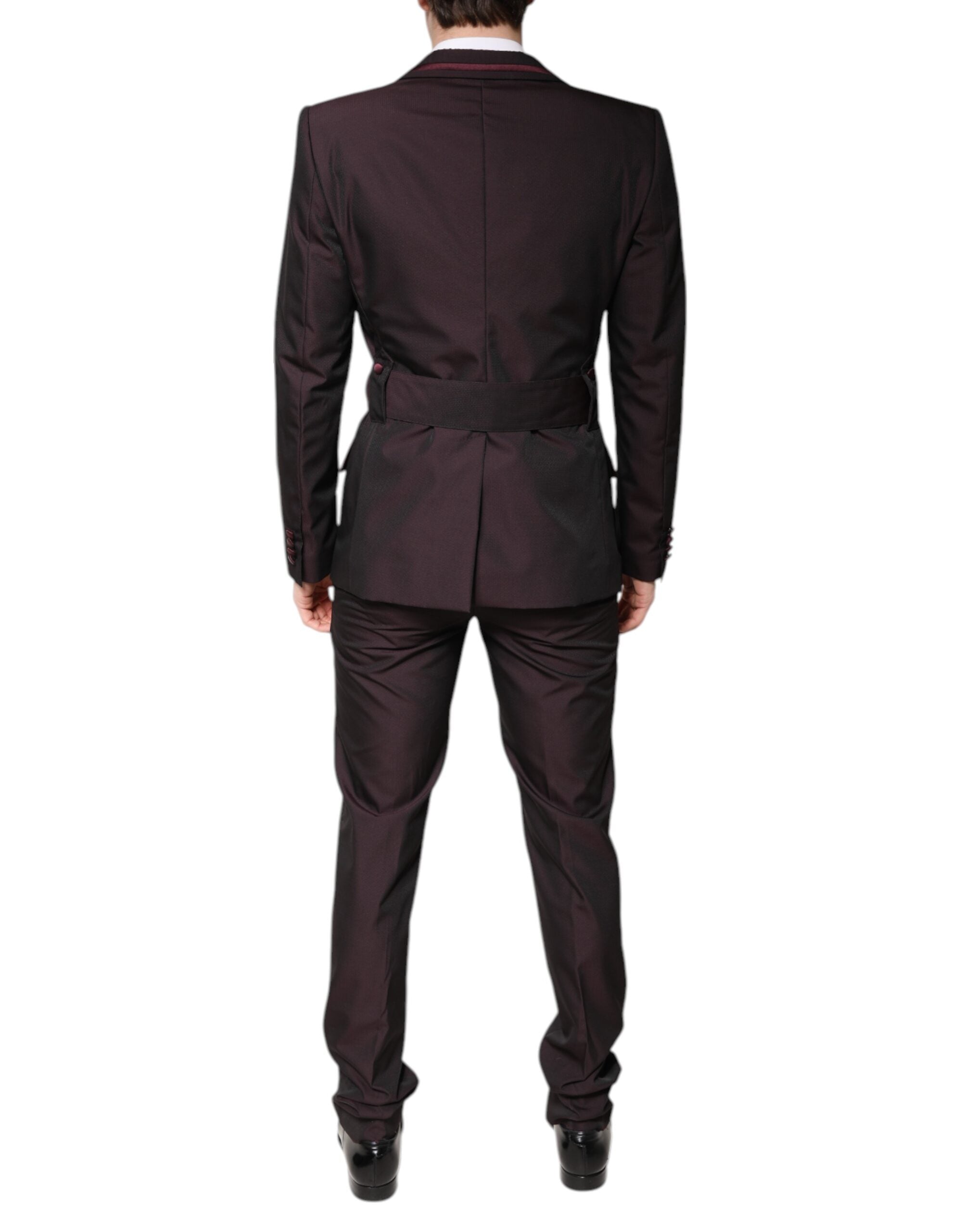 Costume deux pièces formel marron foncé Dolce & Gabbana avec veste à un bouton et pantalon assorti, élégant et sophistiqué.