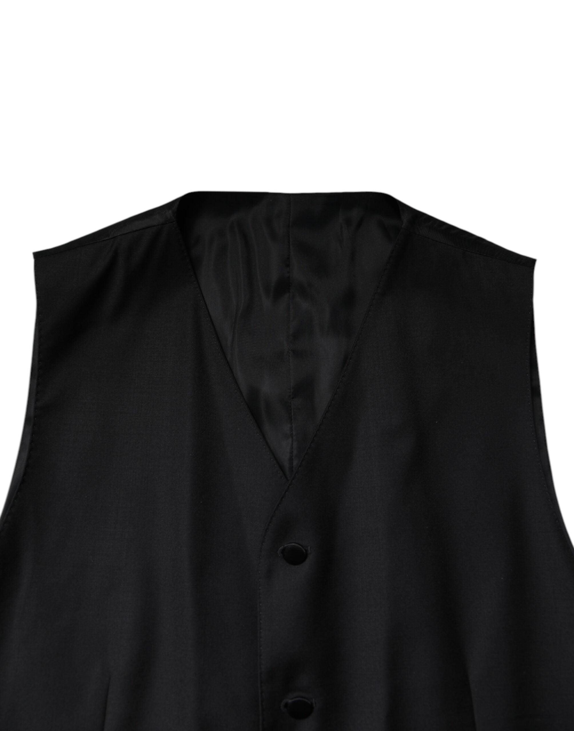 Costume noir trois pièces Dolce & Gabbana à double boutonnage formel, veste, pantalon et gilet élégants pour homme