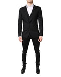 Veste noire Dolce & Gabbana blazer formel à un bouton avec gilet assorti, vue en gros plan sur le devant.