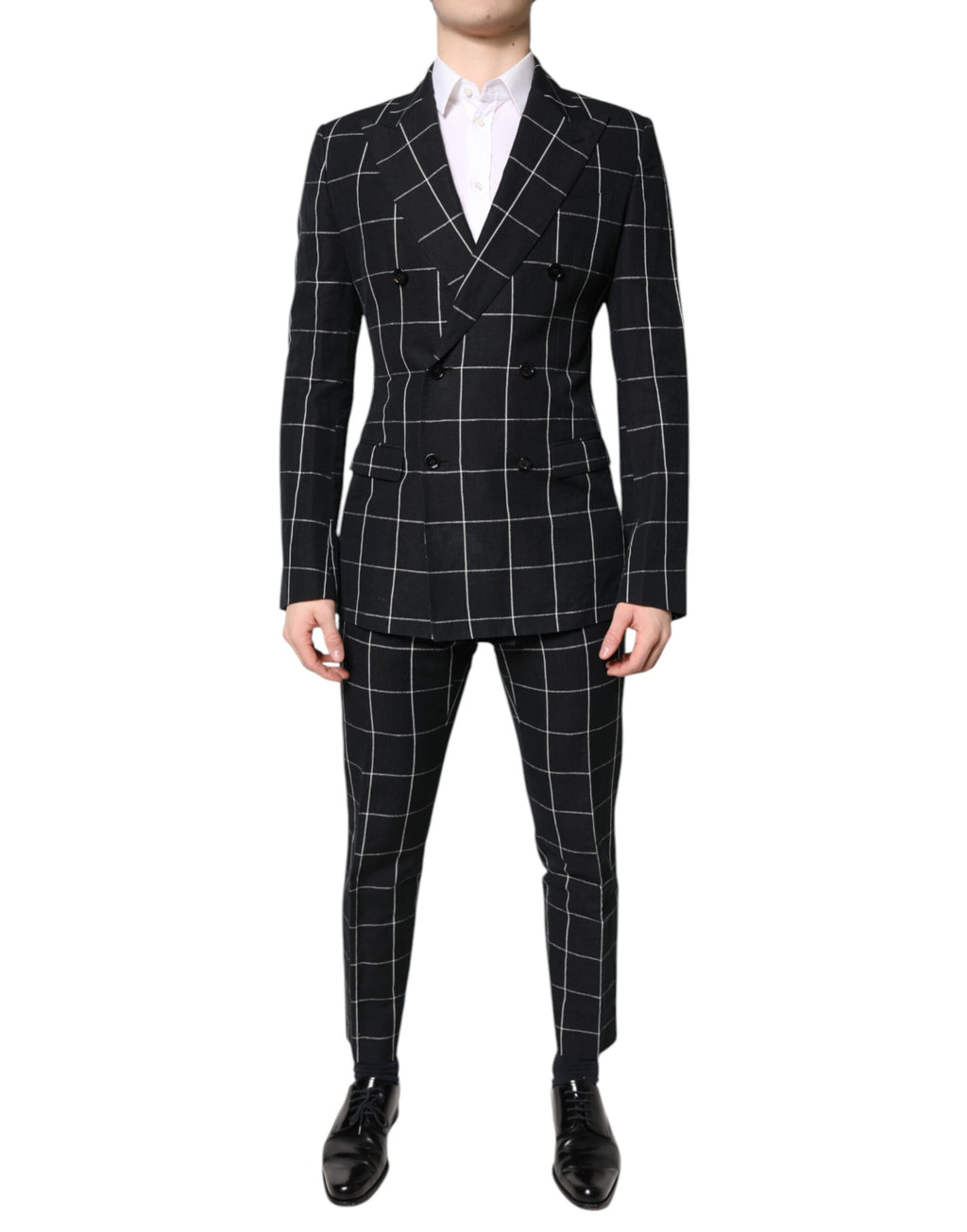 Costume homme noir Dolce & Gabbana Taormina à double boutonnage, ensemble en deux pièces élégant et sophistiqué.