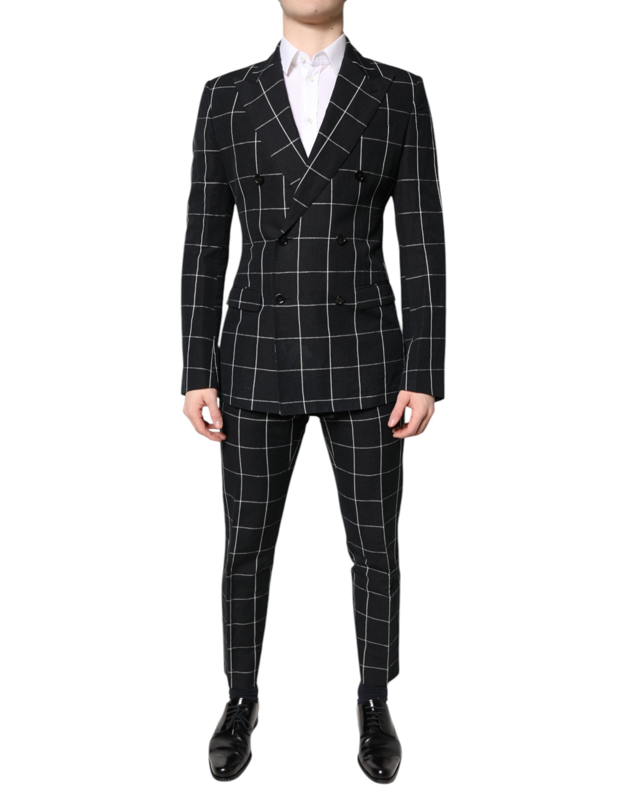 Costume homme noir Dolce & Gabbana Taormina à double boutonnage, ensemble en deux pièces élégant et sophistiqué.
