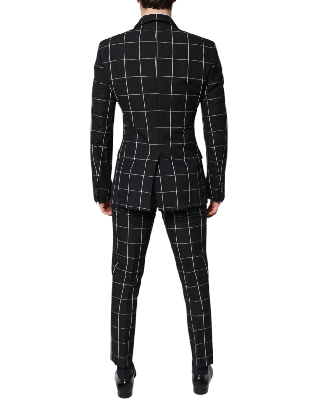 Costume hommes Dolce & Gabbana noir Taormina à double boutonnage, costume deux pièces élégant et sophistiqué.