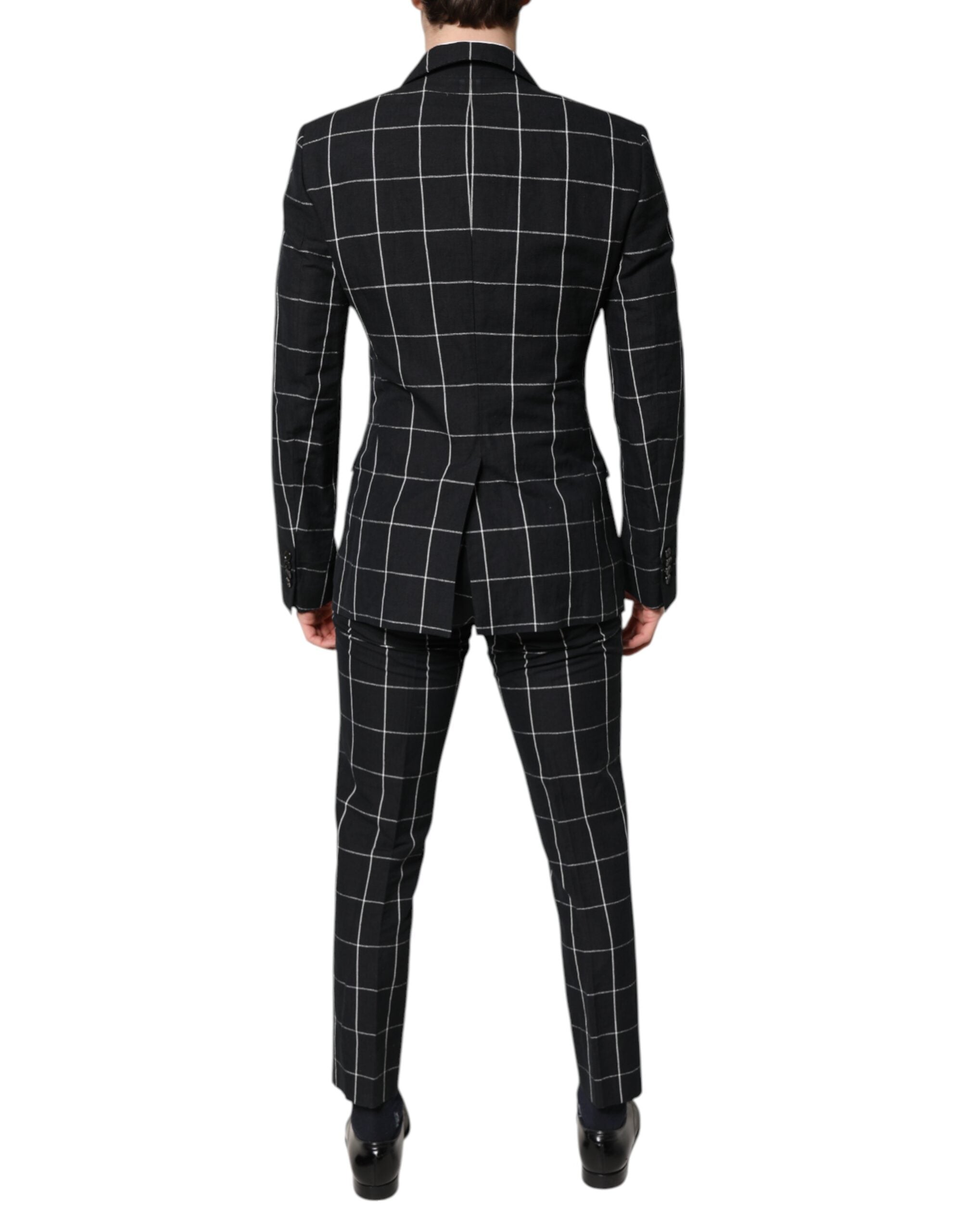 Costume hommes Dolce & Gabbana noir Taormina à double boutonnage, costume deux pièces élégant et sophistiqué.