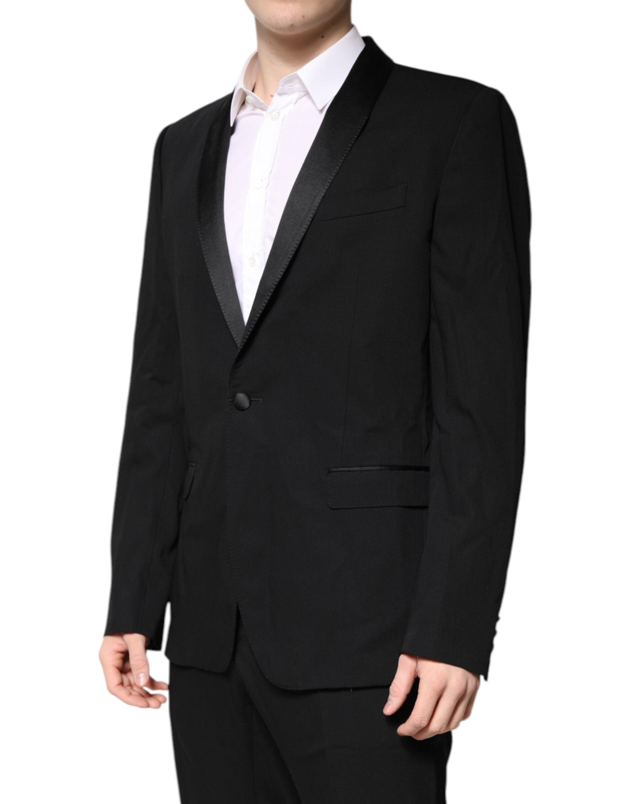 Dolce & Gabbana Schwarzer Anzug aus Wolle, einreihig, 2-teilig