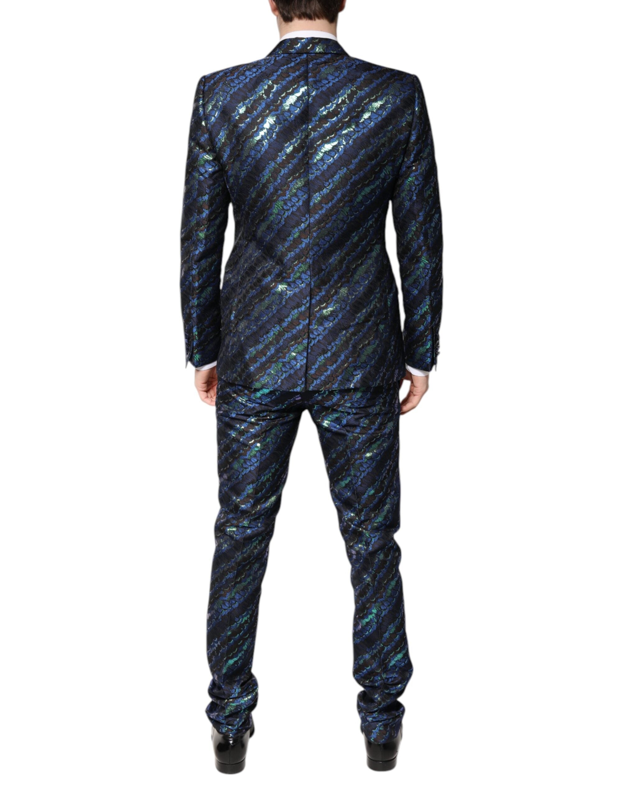 Costume deux pièces Dolce & Gabbana en jacquard polyester multicolore, élégant et sophistiqué, vue de face.