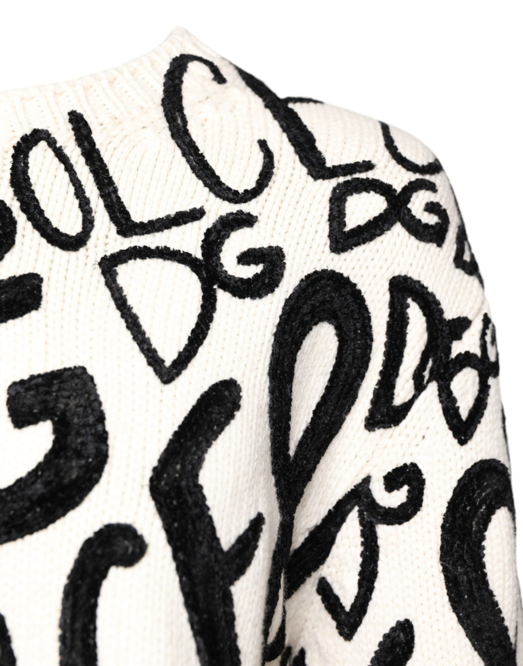 Pull à logo imprimé noir et blanc pour femme de Dolce & Gabbana, sweat-shirt blanc avec design distinctif.