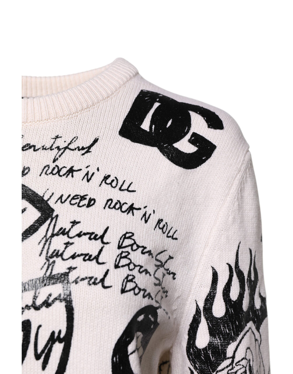 Pull à logo Dolce & Gabbana blanc et noir pour femme, pull-over en maille avec motif logo.