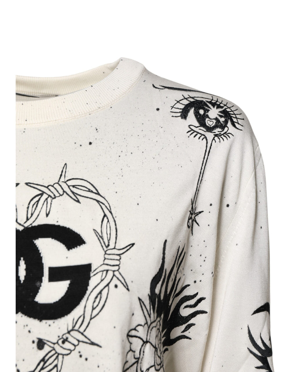 Pull à capuche blanc pour femme Dolce & Gabbana avec logo et motif ange, doux en coton, style décontracté et tendance.