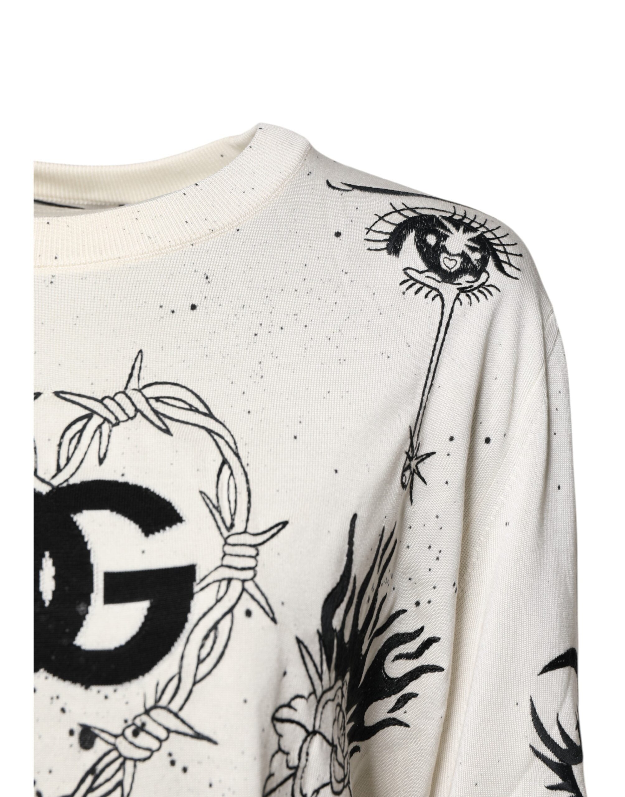 Pull à capuche blanc pour femme Dolce & Gabbana avec logo et motif ange, doux en coton, style décontracté et tendance.