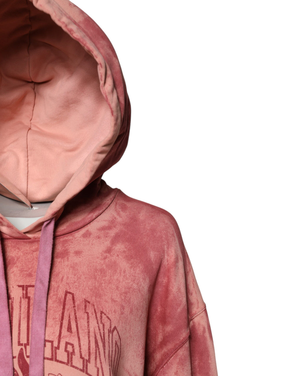 Sweat à capuche Dolce & Gabbana Pink Wash DG MILANO, pull-over en laine rose avec logo sur la poitrine.
