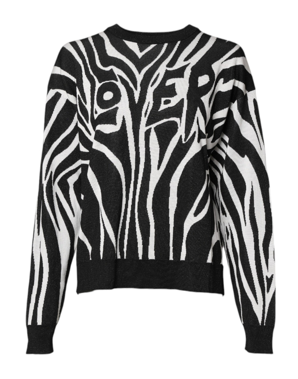 Pull femme Dolce & Gabbana noir et blanc avec imprimé floral, en maille douce et confortable.