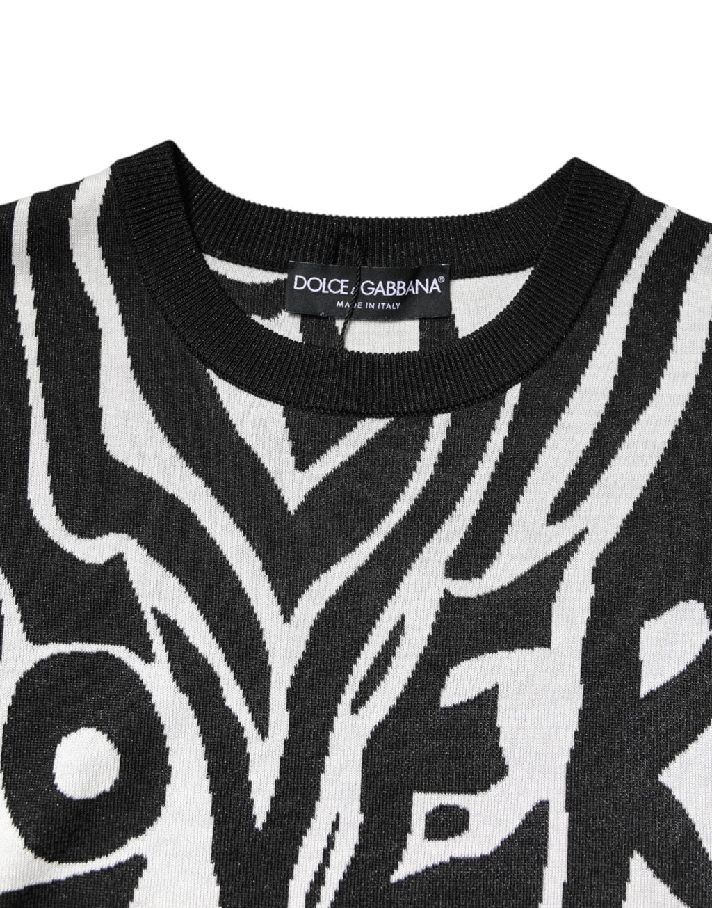 Pull-over pour femmes Dolce & Gabbana noir et blanc avec motif imprimé, doux et confortable, parfait pour un style élégant et décontracté