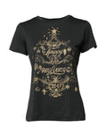 T-shirt noir en coton Dolce & Gabbana à col rond et manches courtes, illustration simple visible sur le devant.