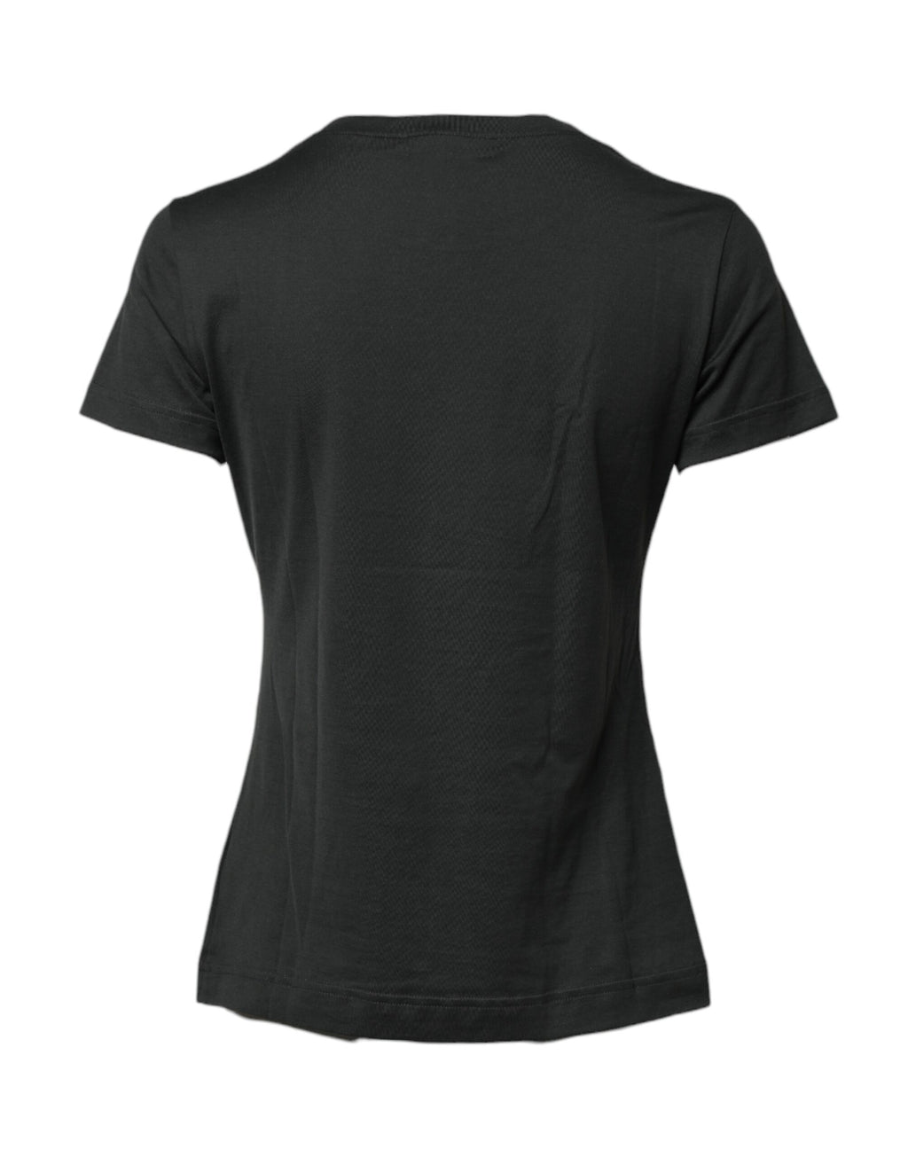 T-shirt noire en coton Dolce & Gabbana à col rond et manches courtes, vue de face, détail du tissu et design simple.