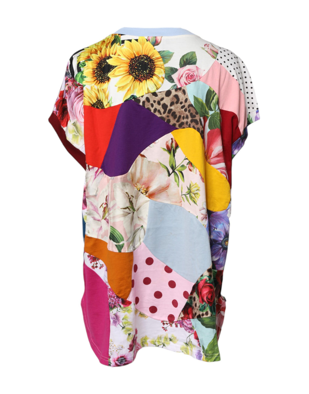 Chemisier à manches courtes Dolce & Gabbana en patchwork multicolore, haut élégant avec motif coloré et détails raffinés.