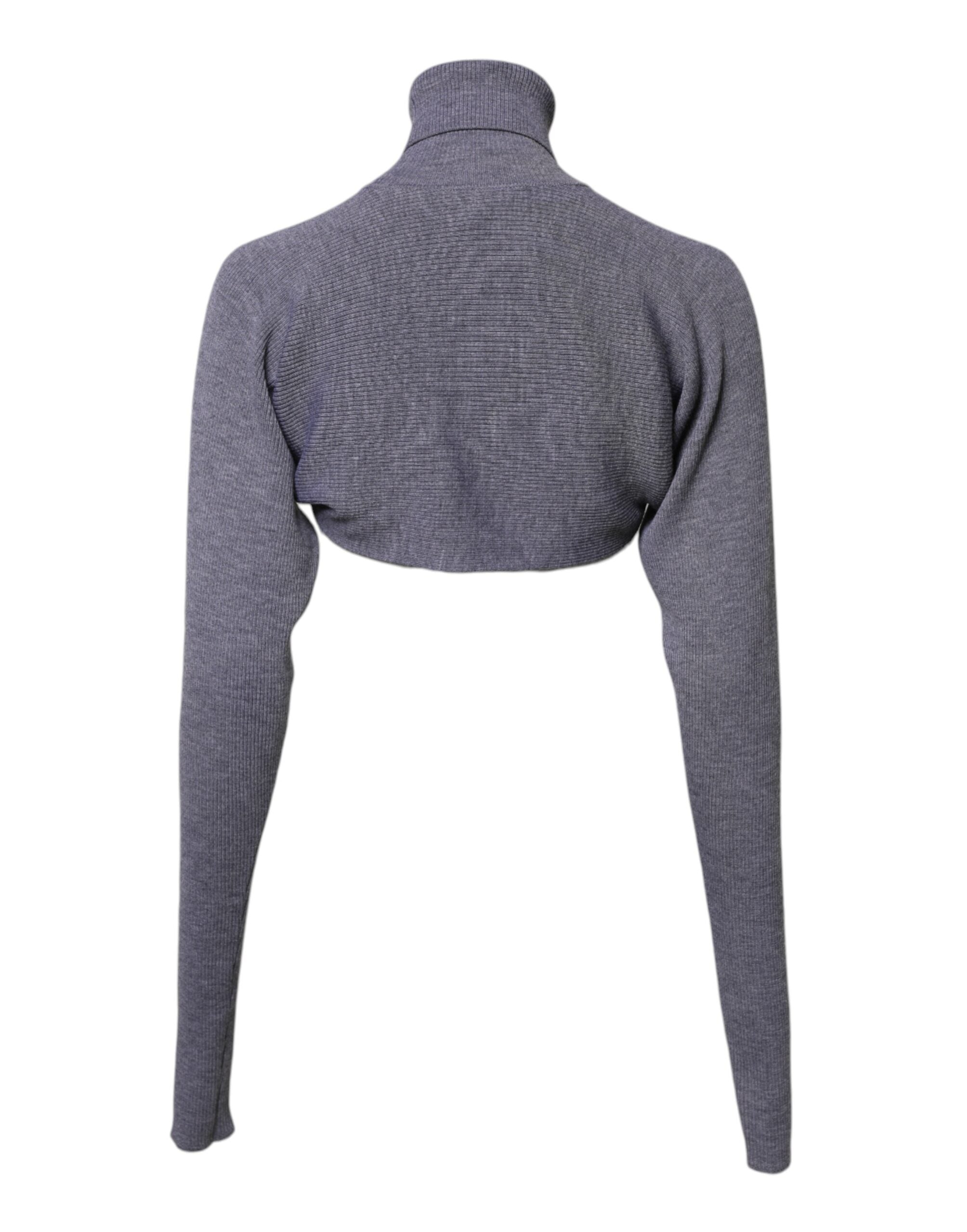 Pull ras du cou en laine gris de Dolce & Gabbana, haut court en tricot chaud et élégant.