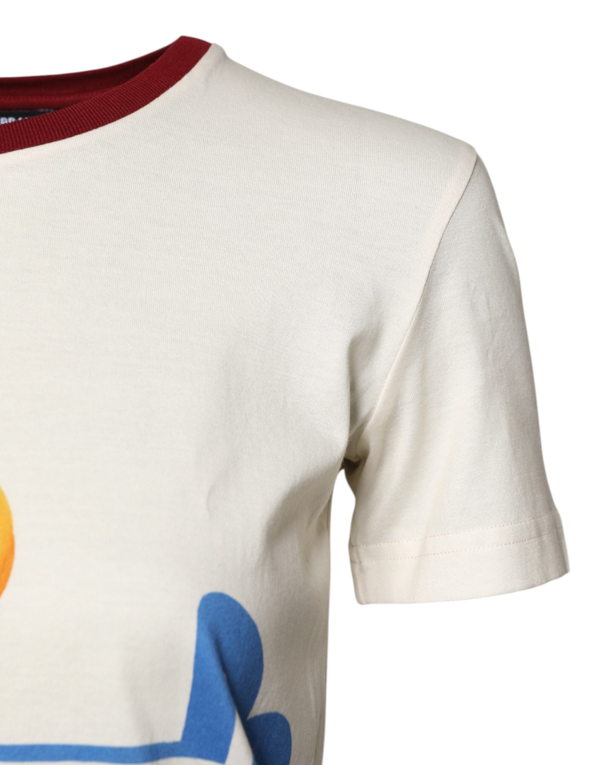 T-shirt blanc à manches courtes Dolce & Gabbana en coton avec imprimé floral, décontracté et élégant.