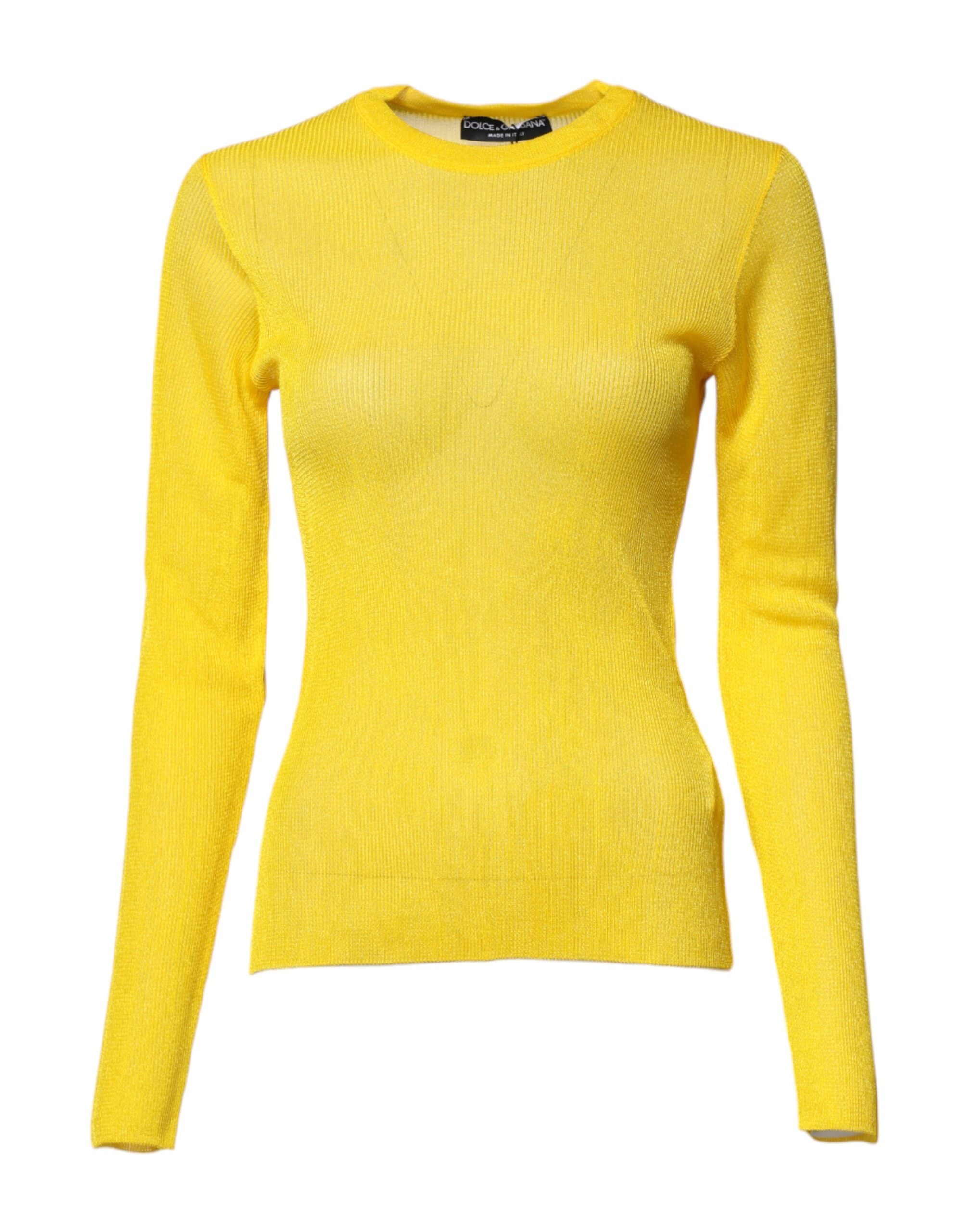 Pull en polyester jaune pour femme de Dolce & Gabbana, haut à manches longues et coupe décontractée, visible sur l’image.