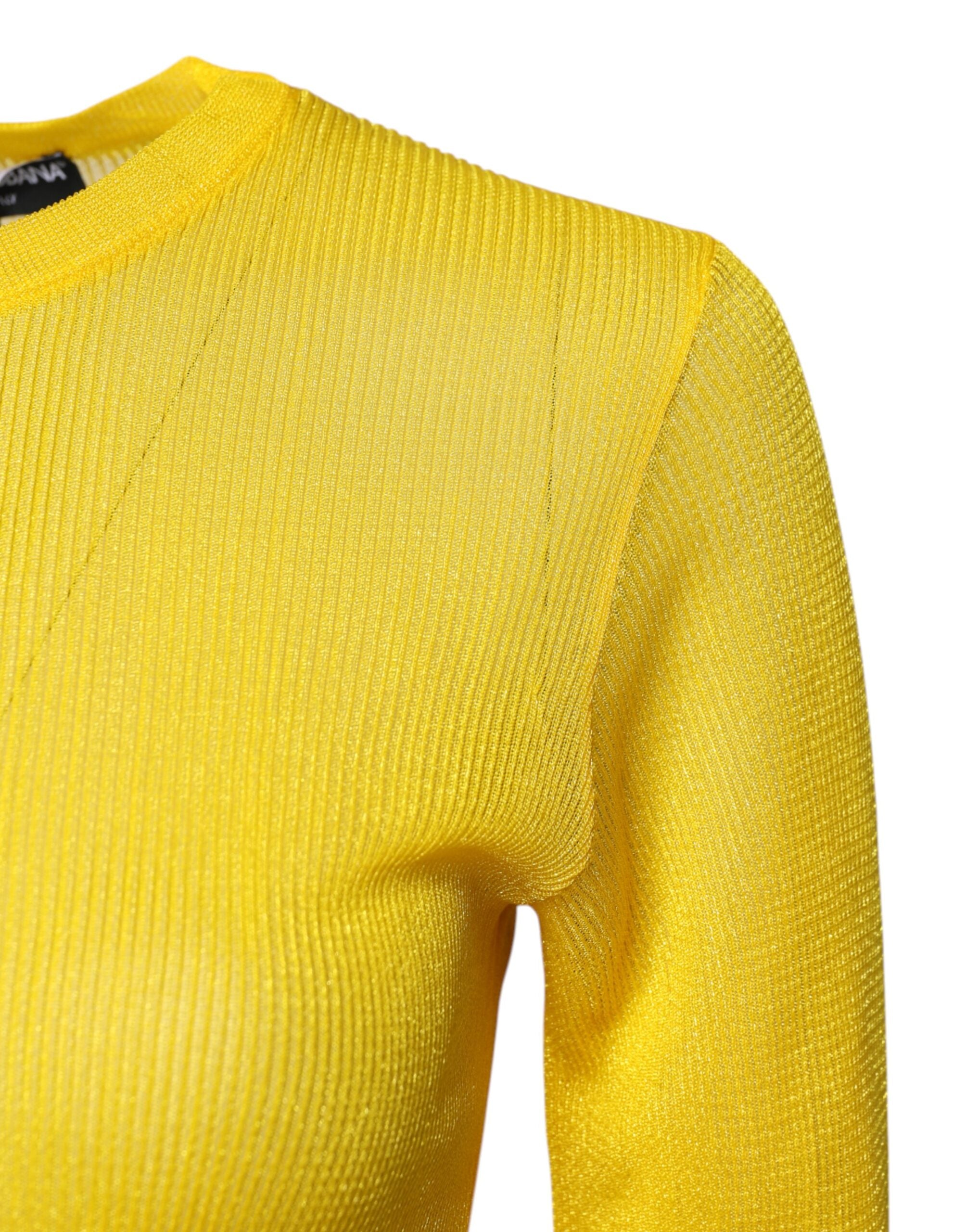 Pull à manches longues Dolce & Gabbana en polyester jaune pour femme, style confortable et élégant.