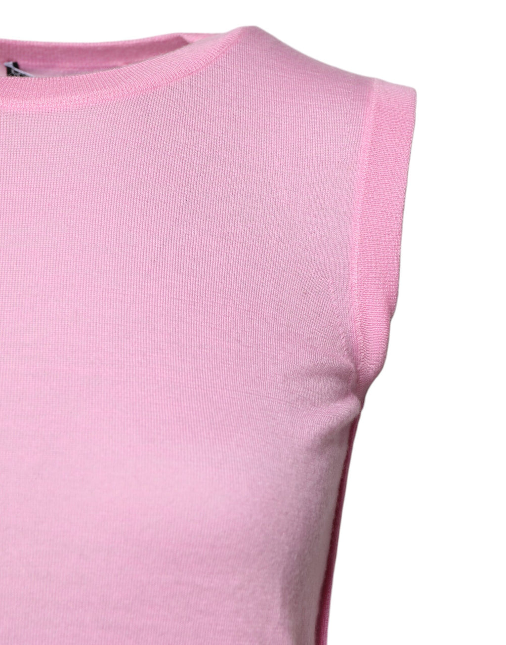 Débardeur sans manches en cachemire rose Dolce & Gabbana avec col rond, léger et élégant, vue de face.
