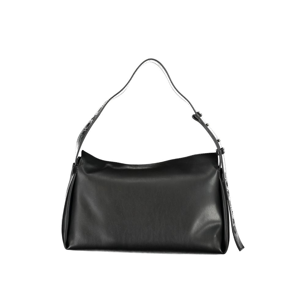 Sac à main pour femme Calvin Klein en polyester noir, avec poignées élégantes et design moderne.