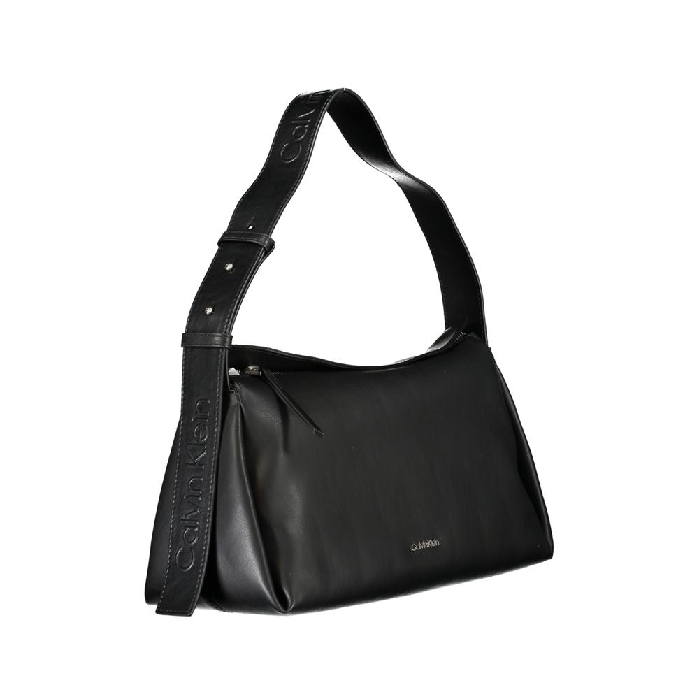 Sac à main pour femme Calvin Klein en polyester noir, élégant et moderne, avec détails sophistiqués et design épuré.
