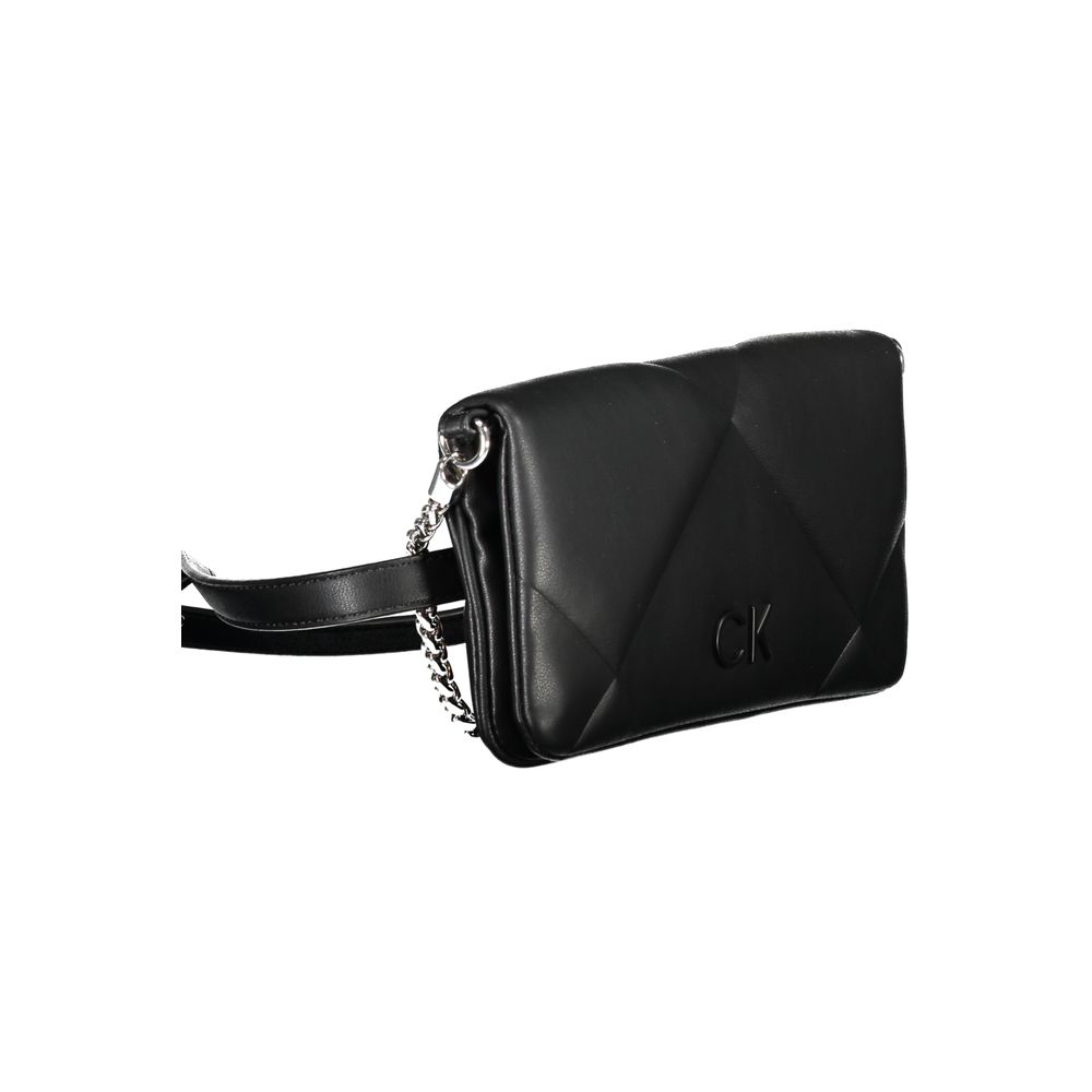 Sac à main pour femme Calvin Klein en polyester noir, élégant et pratique avec détails modernes.