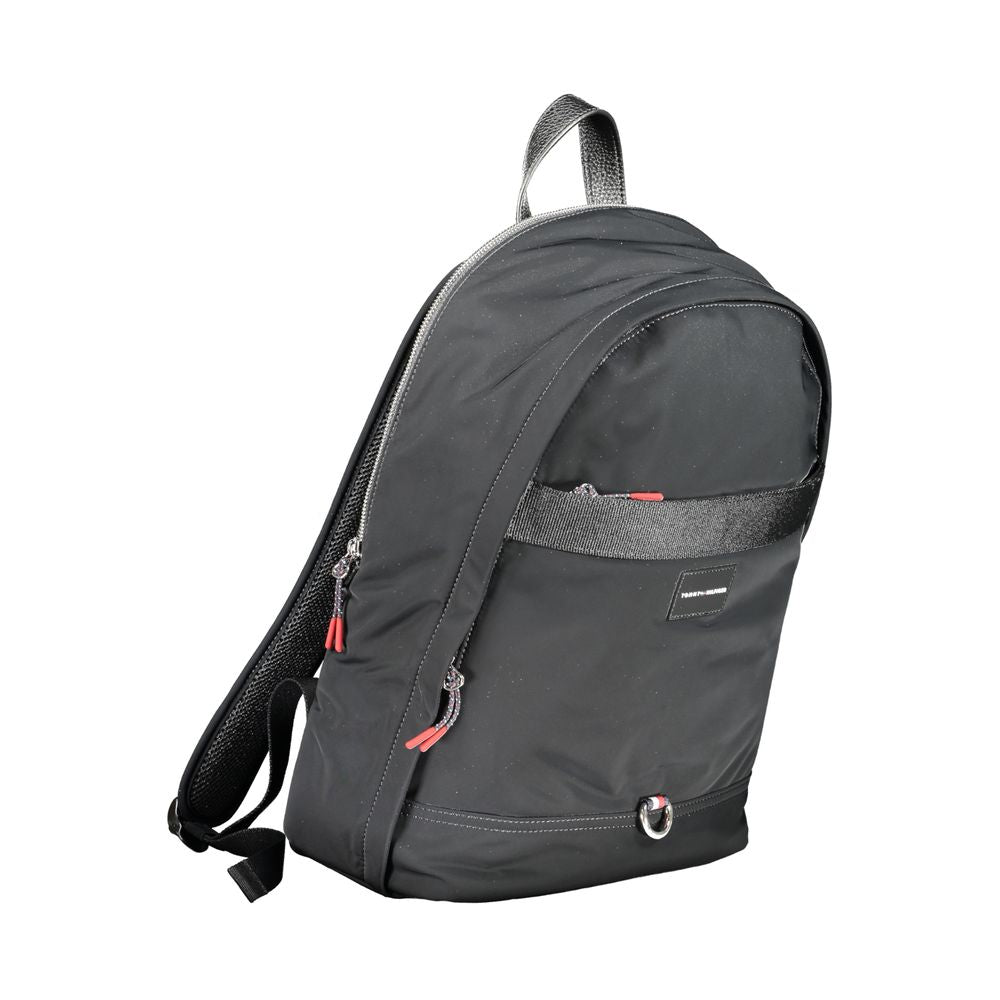 Sac à dos pour homme Tommy Hilfiger en polyester noir, avec plusieurs compartiments et logo de la marque visible.