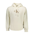 Pull blanc en coton pour homme de la marque Calvin Klein, avec col rond et maille douce visible sur l'image.