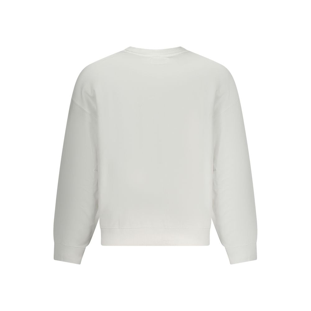 Sweat-shirt blanc en coton pour homme de Guess Jeans, design simple et confortable, porté sur un mannequin.