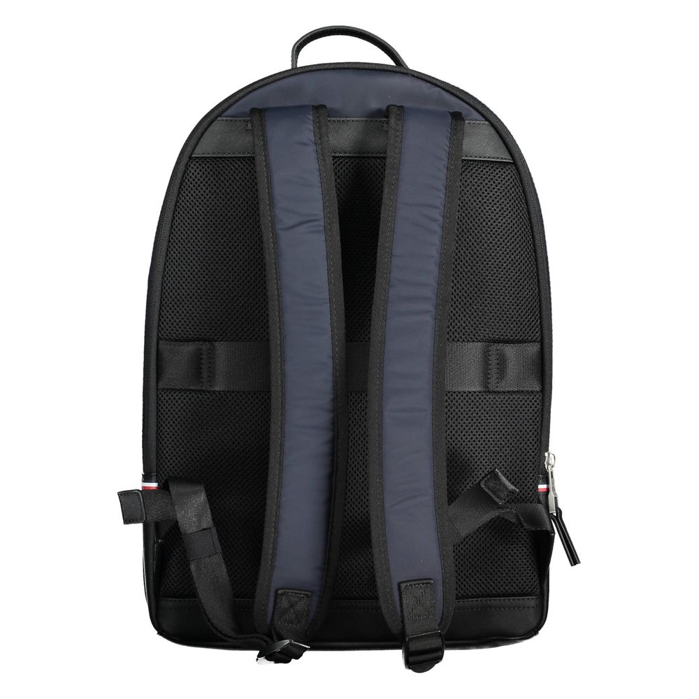 Sac à dos pour homme Tommy Hilfiger en polyester bleu, avec poches et bretelles réglables, idéal pour un style décontracté.