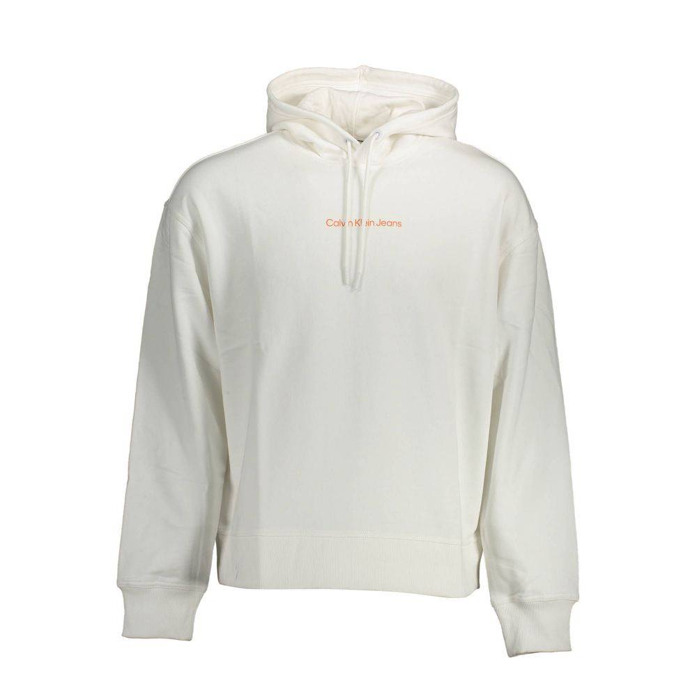 Sweat-shirt blanc en coton pour homme de la marque Calvin Klein, mode décontractée et confort moderne.