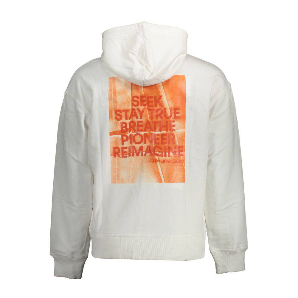 Sweatshirt blanc en coton pour homme de la marque Calvin Klein, avec logo discret sur la poitrine.