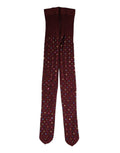 Collants en nylon bordeaux Dolce & Gabbana ornés de cristaux, style élégant et sophistiqué pour femmes.