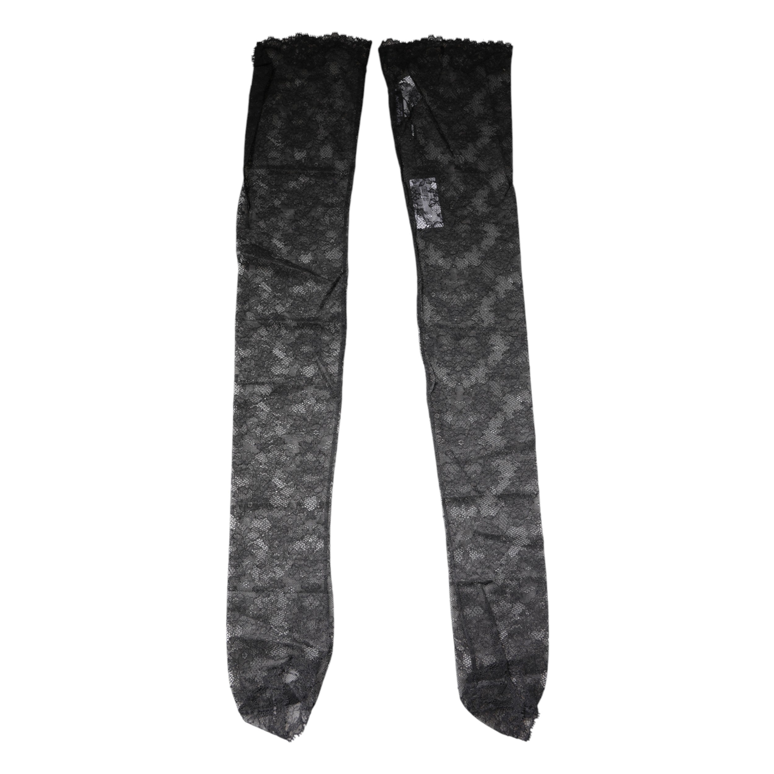 Chaussettes en coton stretch à motifs floraux en dentelle noire de Dolce & Gabbana, élégantes et sophistiquées.