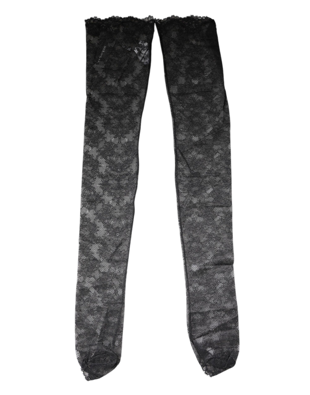 Chaussettes en coton stretch Dolce & Gabbana à motifs floraux en dentelle noire, élégantes et sophistiquées.